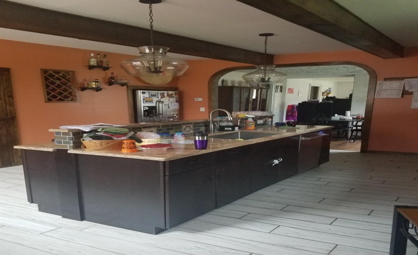 Kitchen center isle looking toward dining room