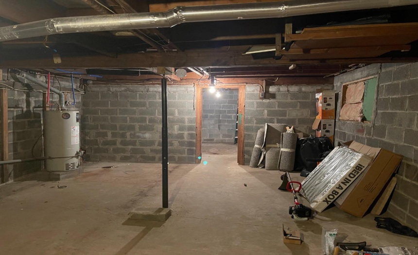 Full basement with block foundation