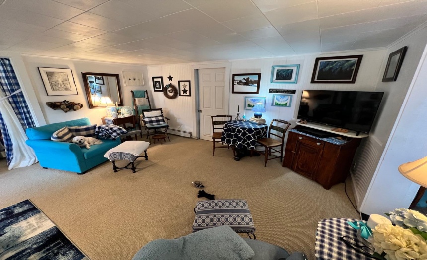 Pocket door to full bath off living room.