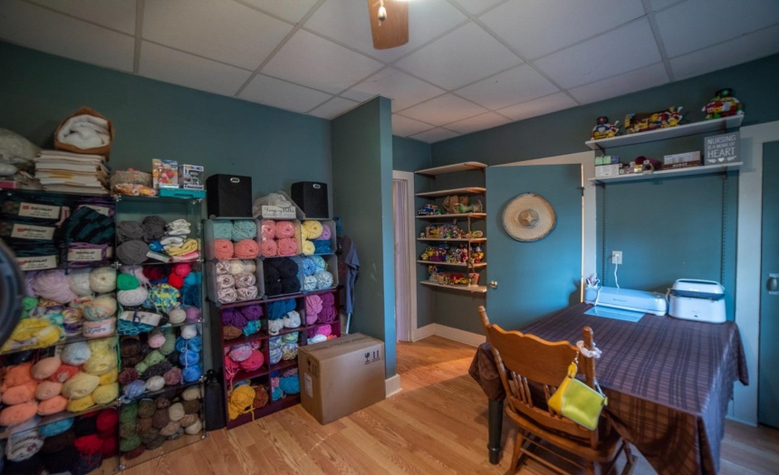 dressing room currently used as a crafting room