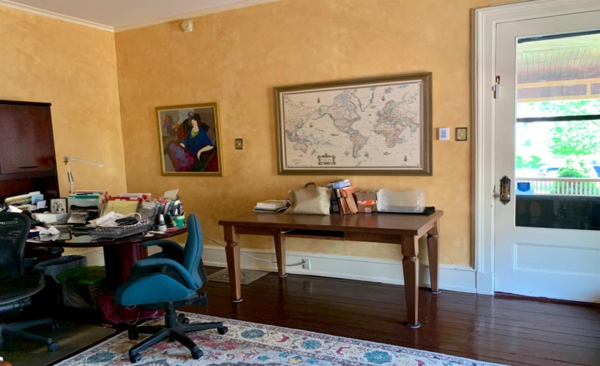 Home office or second living room, door to front porch