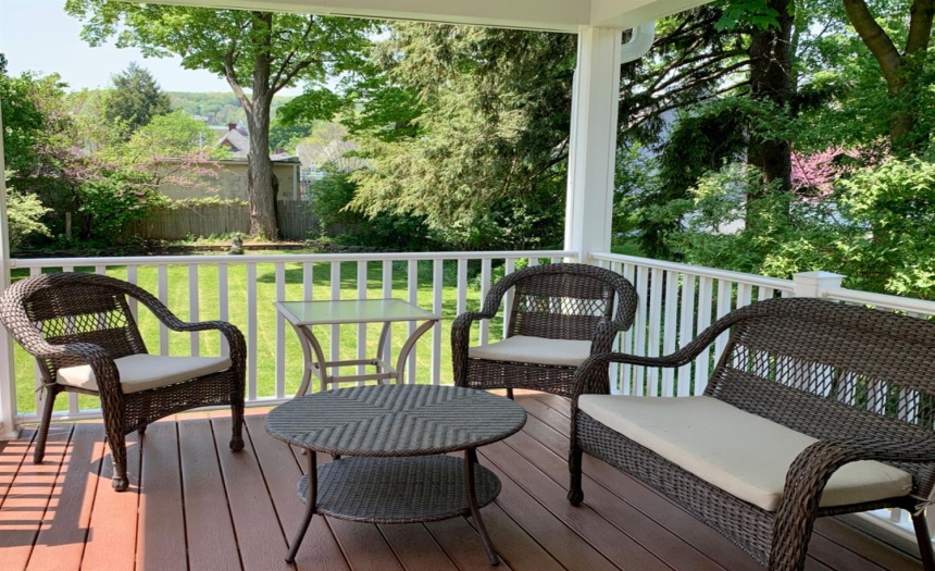 Private covered porch just off the kitchen